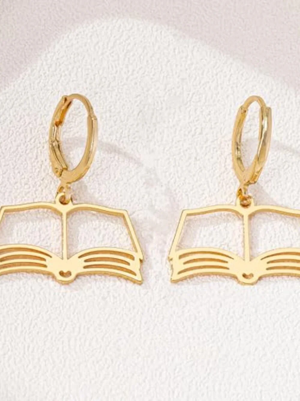 New‎ - Gold Book Earrings Fun Hollow Book Hoop Earrings Book Lovers Librarian